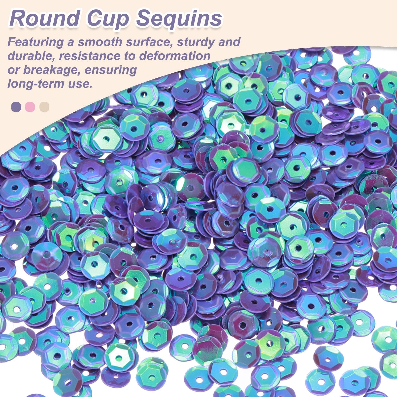 Loose Sequins 2000 Pcs 5MM Sequins Spangles, AB Dark Purple