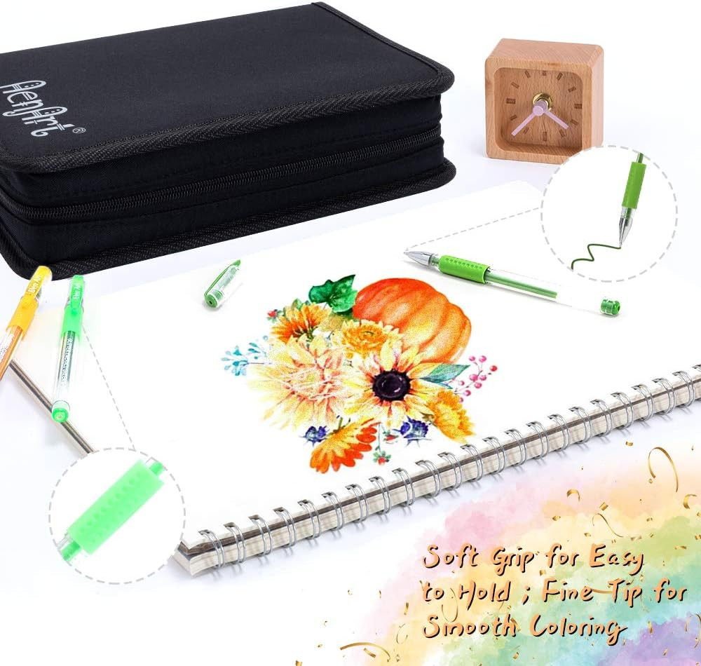 Gel Pens for Adult Coloring Books, 160 Pack Artist Colored Gel Pen with 40% More