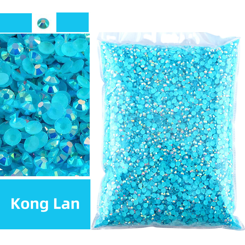 Bulk 2-6mm Jelly AB Resin Non Hot Fix Rhinestones Flat Back