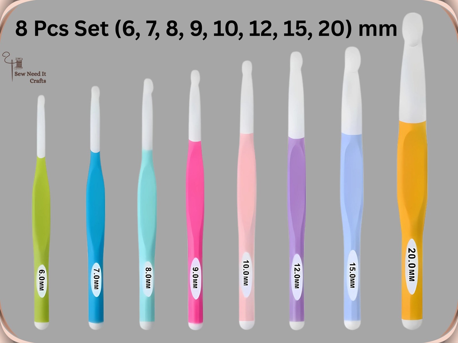 Large Crochet Hooks 6mm–20mm for Chunky Yarn Ergonomic Crochet Hook Set