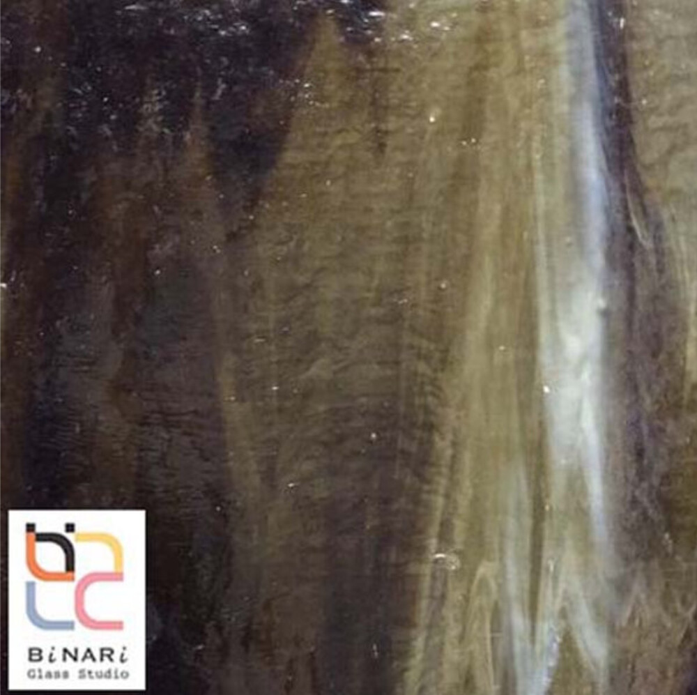 8×10 in Stained Glass: Light Amber, Brown and White Wispy Opal