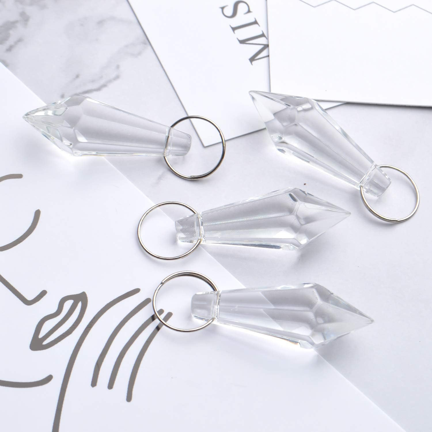 Crystal Glass Beads Drops, 30Pcs 38mm Chandelier Crystal Pendants Drops Clear Gl
