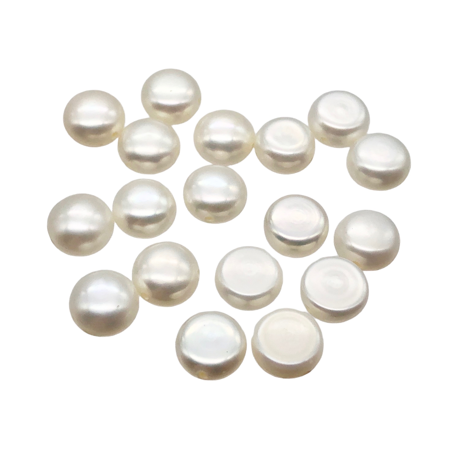 Unique Creamy top-Drill FW Button Pearls | 7×5-7.5x5mm | 18 Pearls |