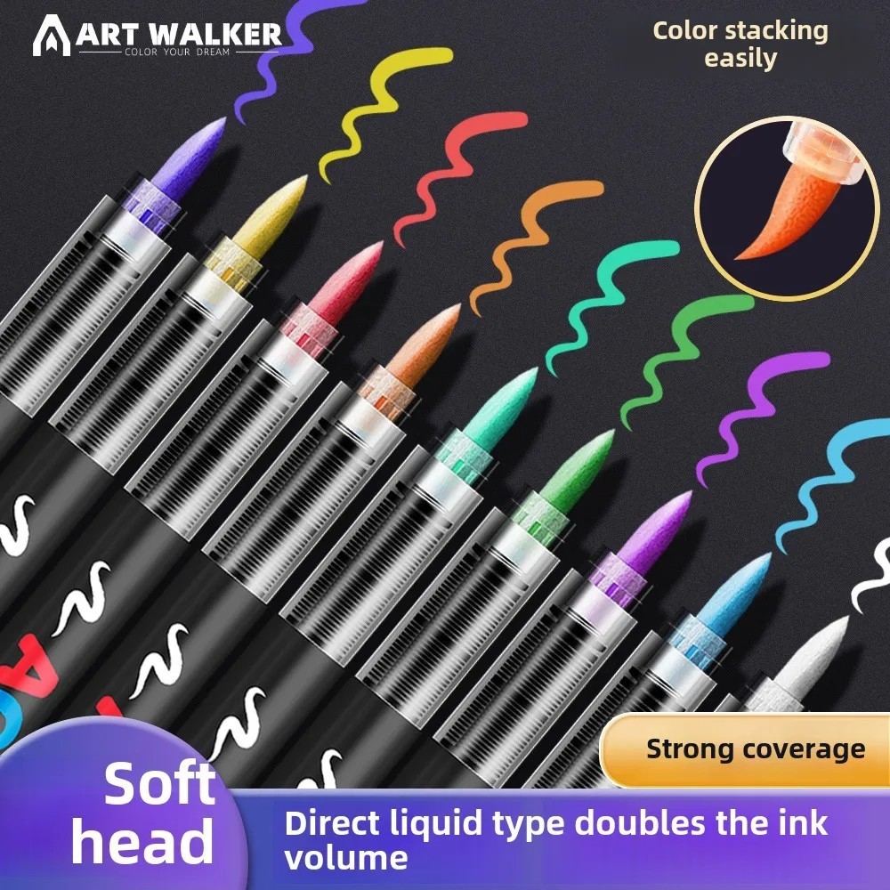 Acrylic Paint Marker Pens Set Brush Tip Permanent Waterproof Opaque 12-120 C Lot