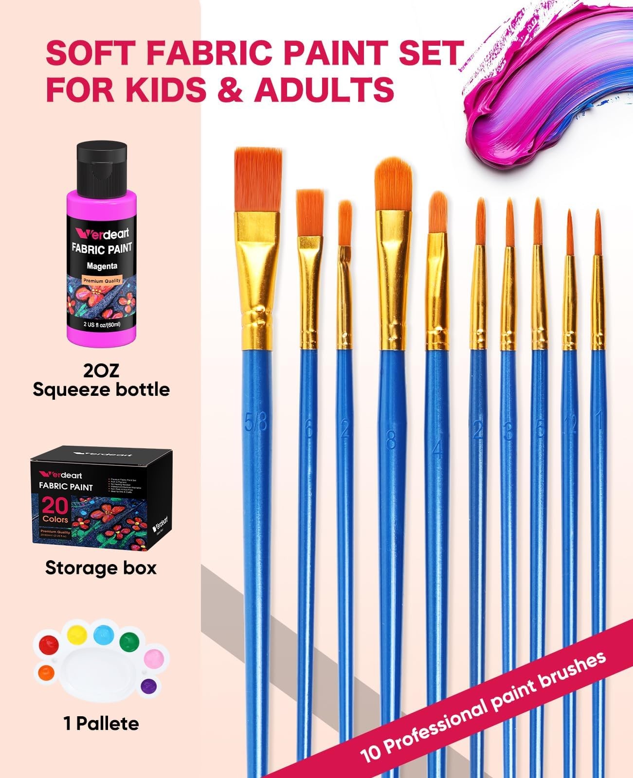 Fabric Paint, 20 Colors Permanent Soft Fabric Paint Set for Clothes in Bottle…