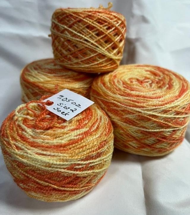 STASH Lot of 4 Center Pull Acrylic, Orange & Yellow Color, Size 2 Sock Yarn