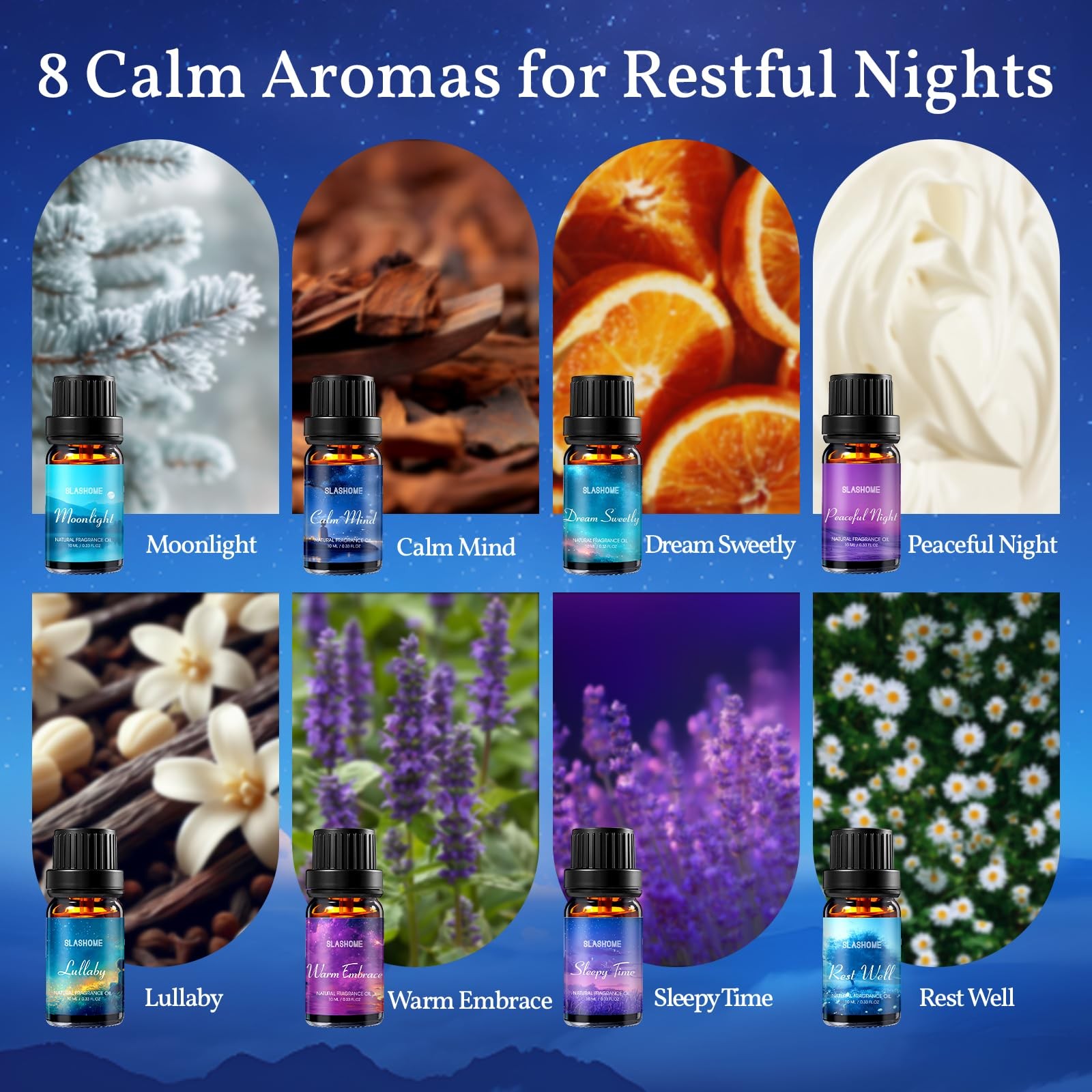 8 Pack Sleep Essential Oils for 0.04 Fl Oz (Pack of 8), Good Night-8pack