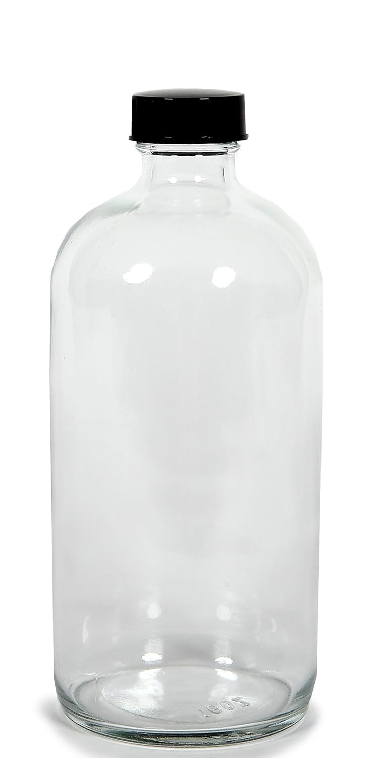 12, Clear, 16 oz Glass Bottles, with Lids