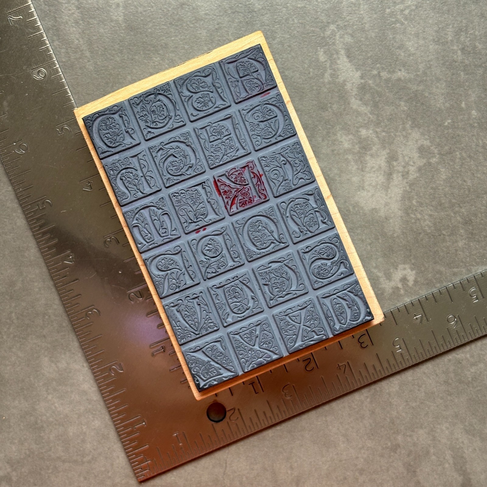 Magenta Celtic Ornate Letters Rubber Stamp A-Z Monogram Alphabet Tiles Initials