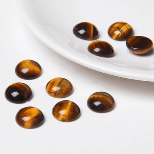 20pcs Natural Stone No Hole Semicircle Smooth Cabochons Beads 10mm Tiger Eye