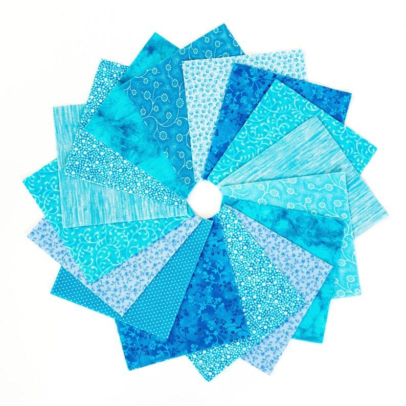 It’s All Turquoise 90-pc precut charm pack 5″ squares 100% cotton fabric quilt