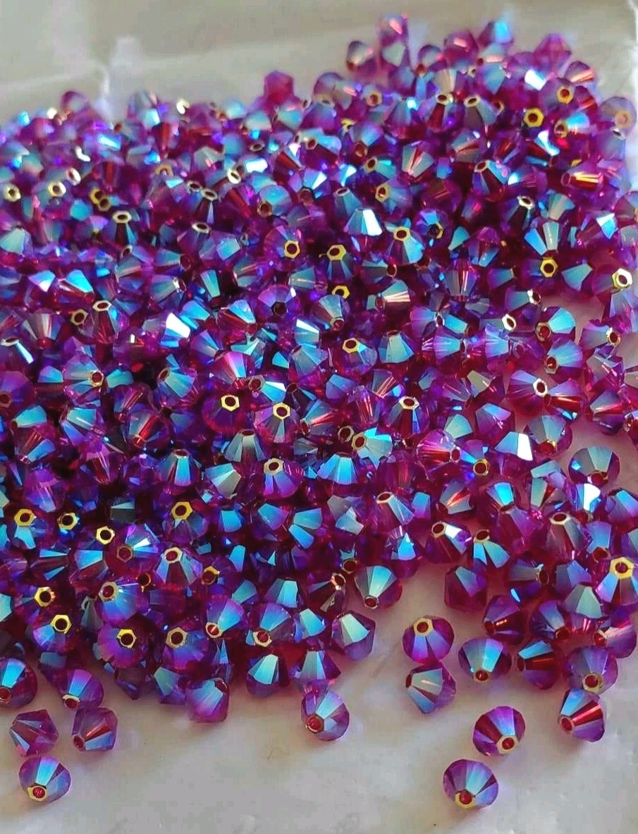 Swarovski Crystal 5328 4mm bicone beads, Fuchsia AB2X (24pcs)