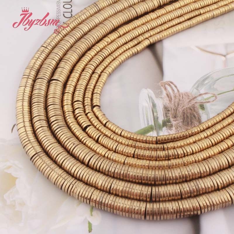 Flat Disc Spacer Beads – Gold Color Gasket Saucer Hematite Beads Charms Jewelry