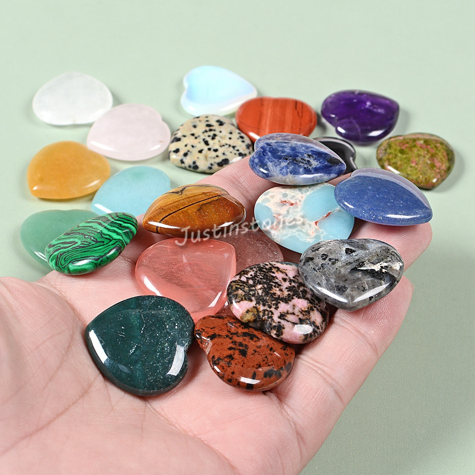 25mm Heart Crystal Healing Thumb Worry Stone Pocket Palm Heart Crystal Stone