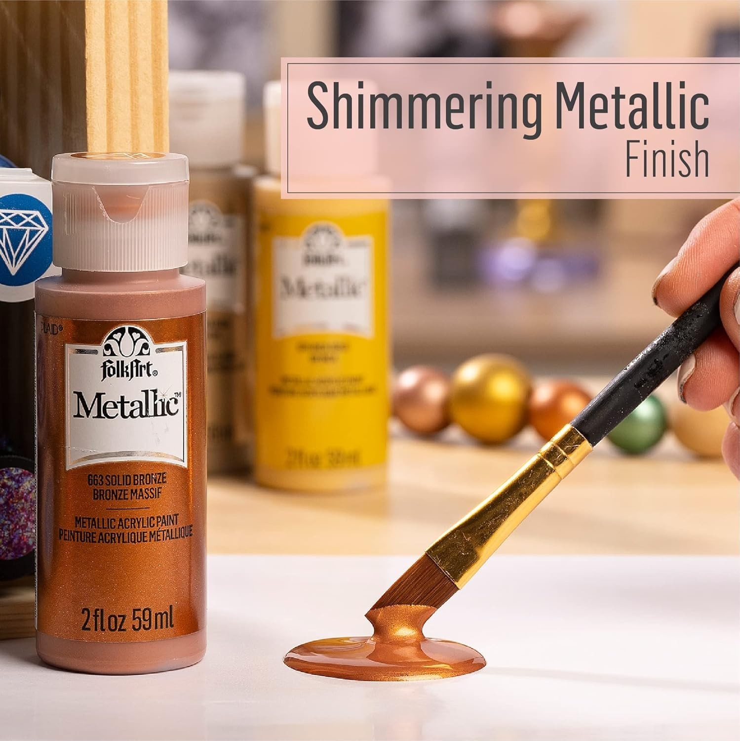 Create with Blue Sapphire Metallic Acrylic Paint – 2 Fl Oz Non-Toxic Formula
