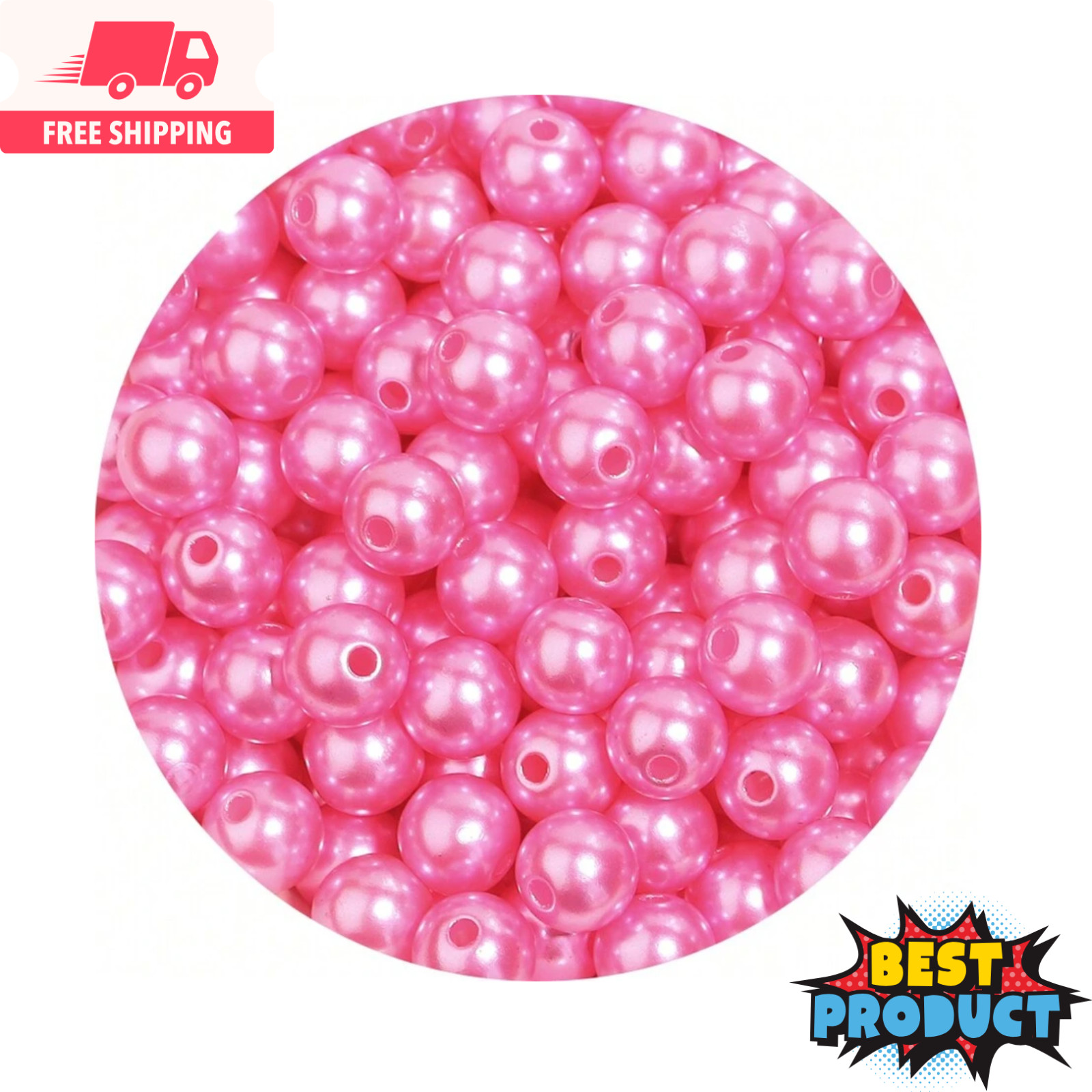 1000x Faux Pearl Beads Colorful Straight Hole 3-10mm Beads for Making Jewellery