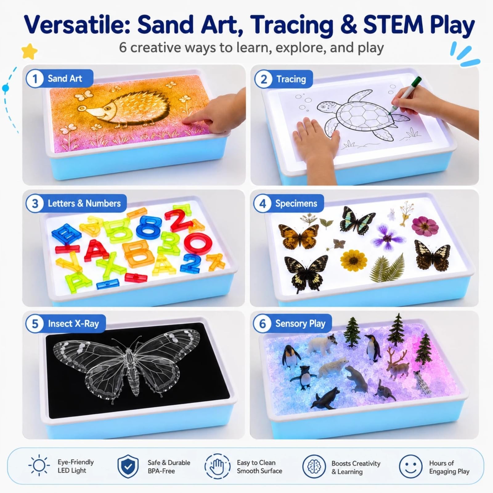 16″ Portable Light Table with 3 Color Modes & 10 Brightness Levels for Art