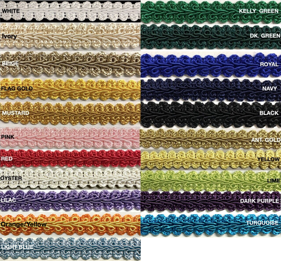 1/2″ Chinese French Braid Gimp Trimming – 8 Continuous Yards – Many Colors!