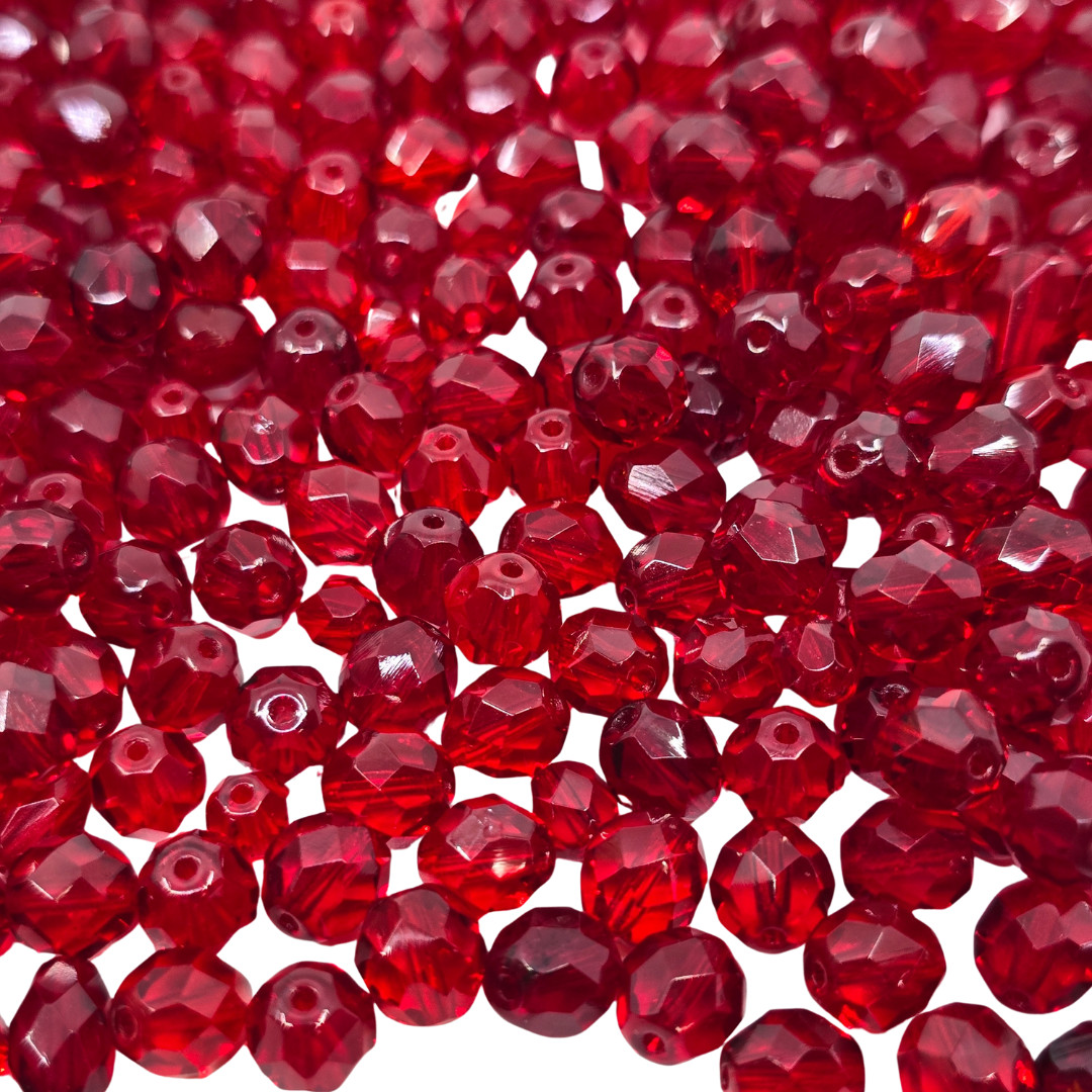 Czech Vintage Red Faceted Glass Beads Shape & Size Varies 188grams