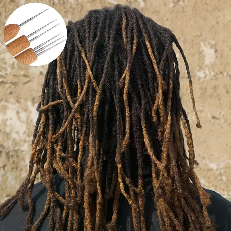 5Pcs Dreadlock Crochet Needle Hook Bamboo Handle Dread Knit Hair Braiding Tool S