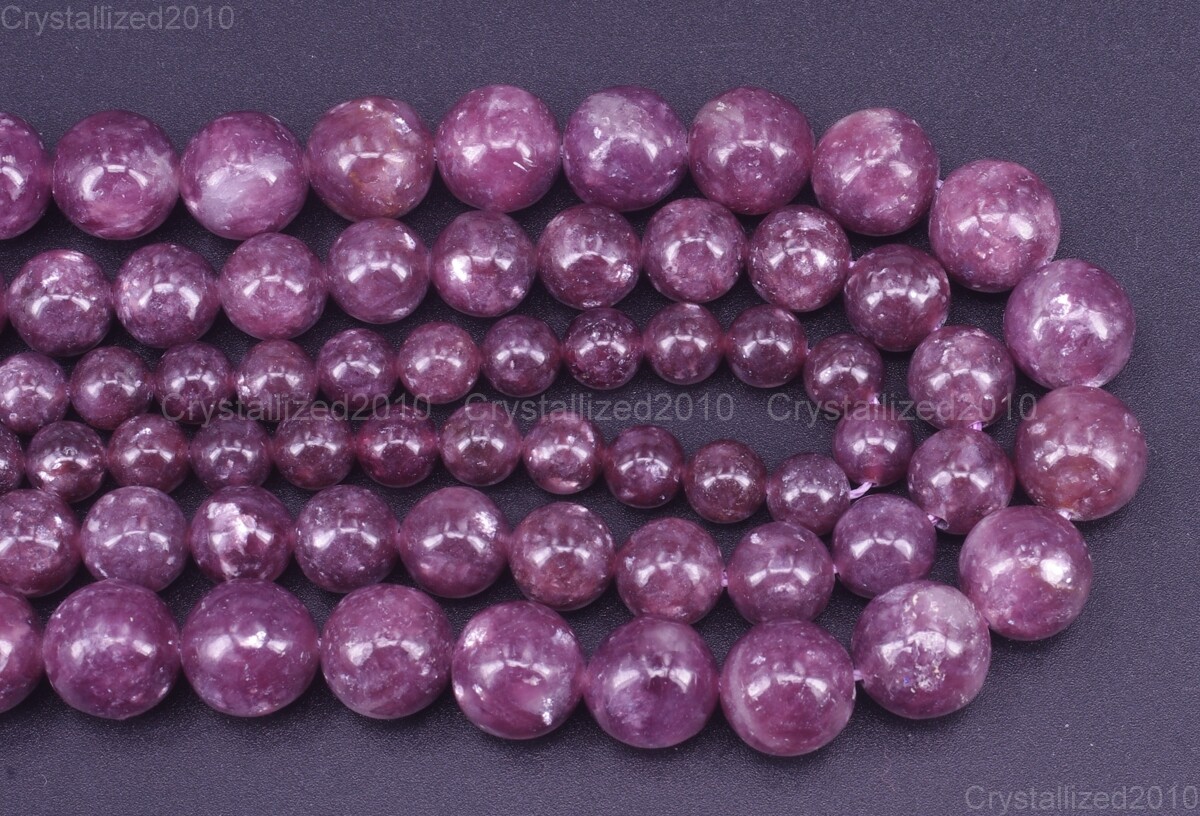 AAA Natural Purple Lepidolite Gemstone Round Loose Beads 6mm 8mm 10mm 12mm 15.5″