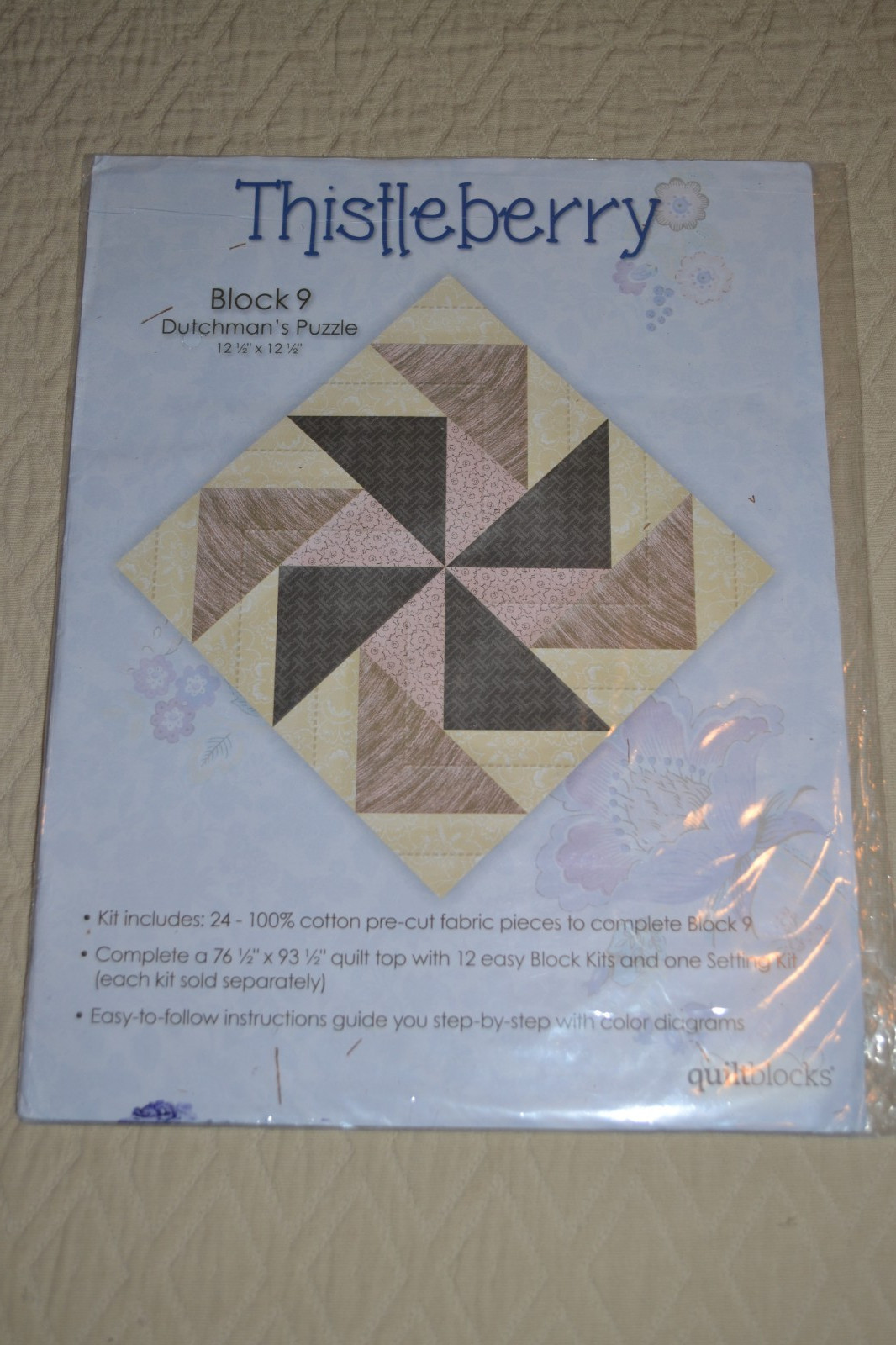 Lot of 4 Jo-Ann Quilt block of the Month 2014 Thistleberry, Blocks 1, 3, 6, 9