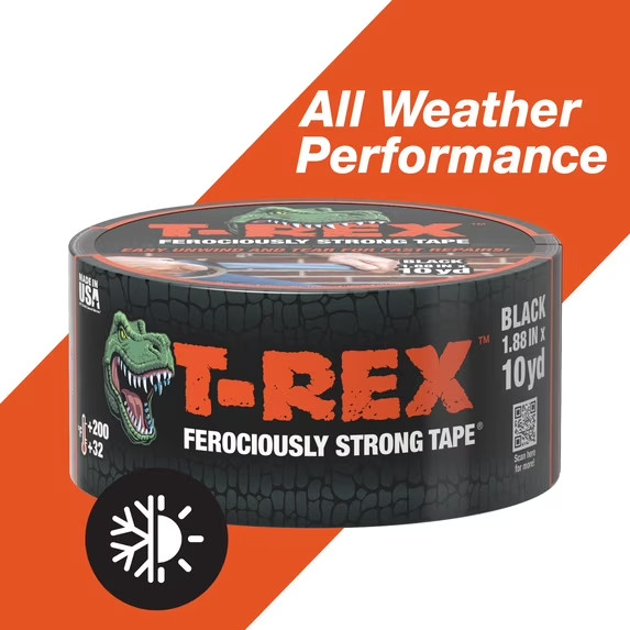T-Rex Ferociously Strong Tape 1.88 in. x 10 yd. Black – 2 Pack