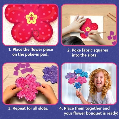 Poke-in Art – Flower Bouquet – Wood Craft Kit – Mess-Free – Colorful Creative
