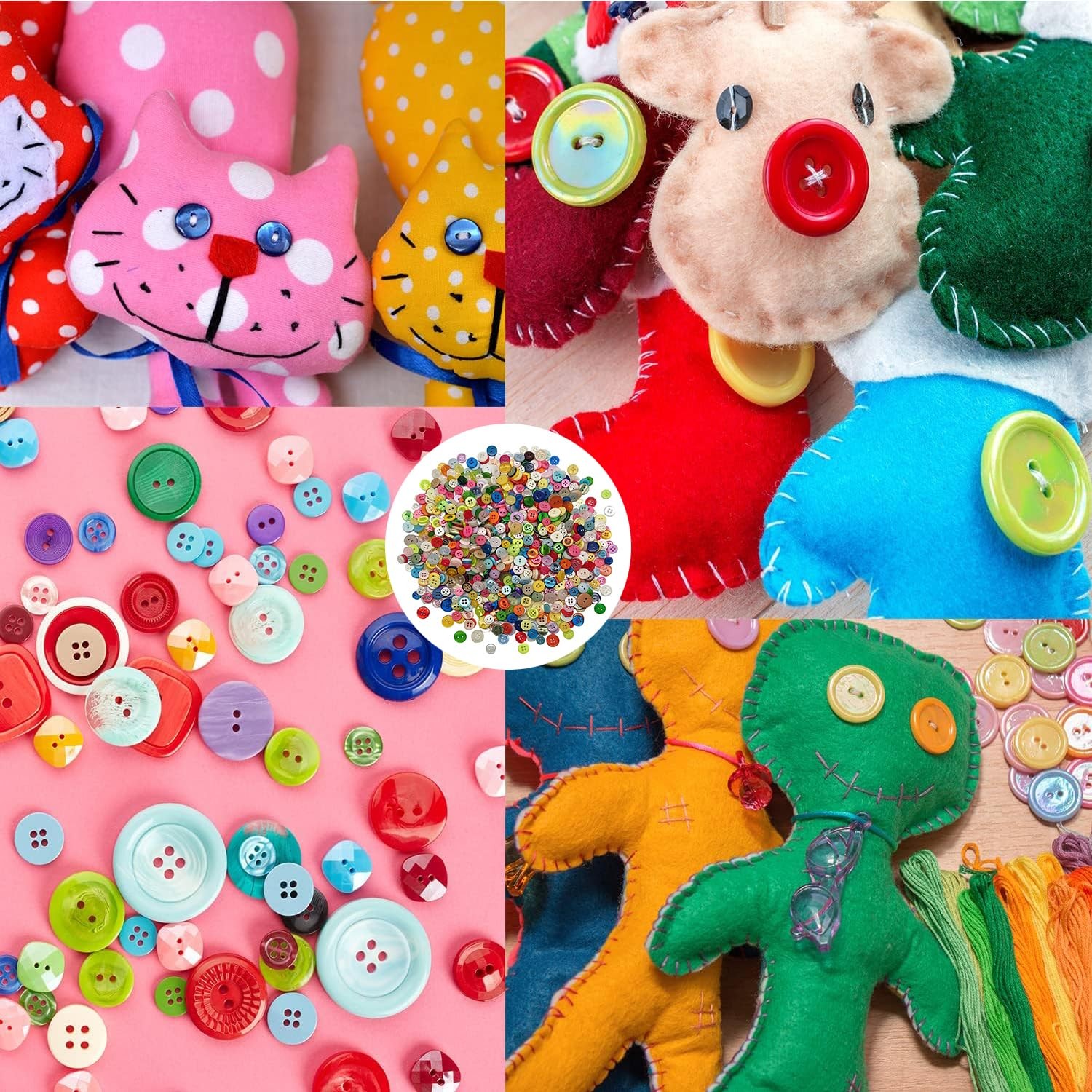 1000 Pcs Resin Buttons, Assorted Sizes Round Buttons