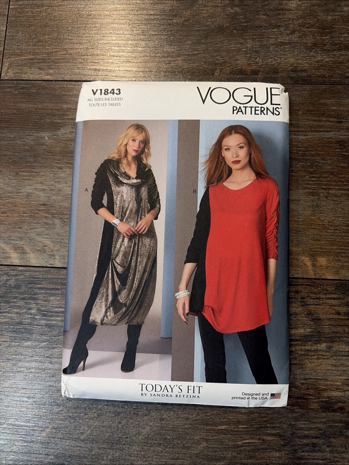 Vogue V1843 Sewing Pattern Sandra Betzina Misses Dresses Tunic ALL SIZES UNCUT
