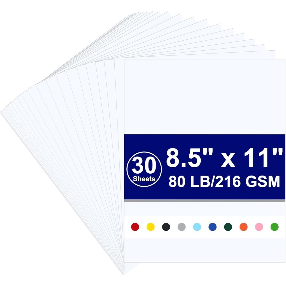 White Cardstock Paper 8.5 x 11 216 GSM 80 Lb Heavy Cover Card Stock for Printing
