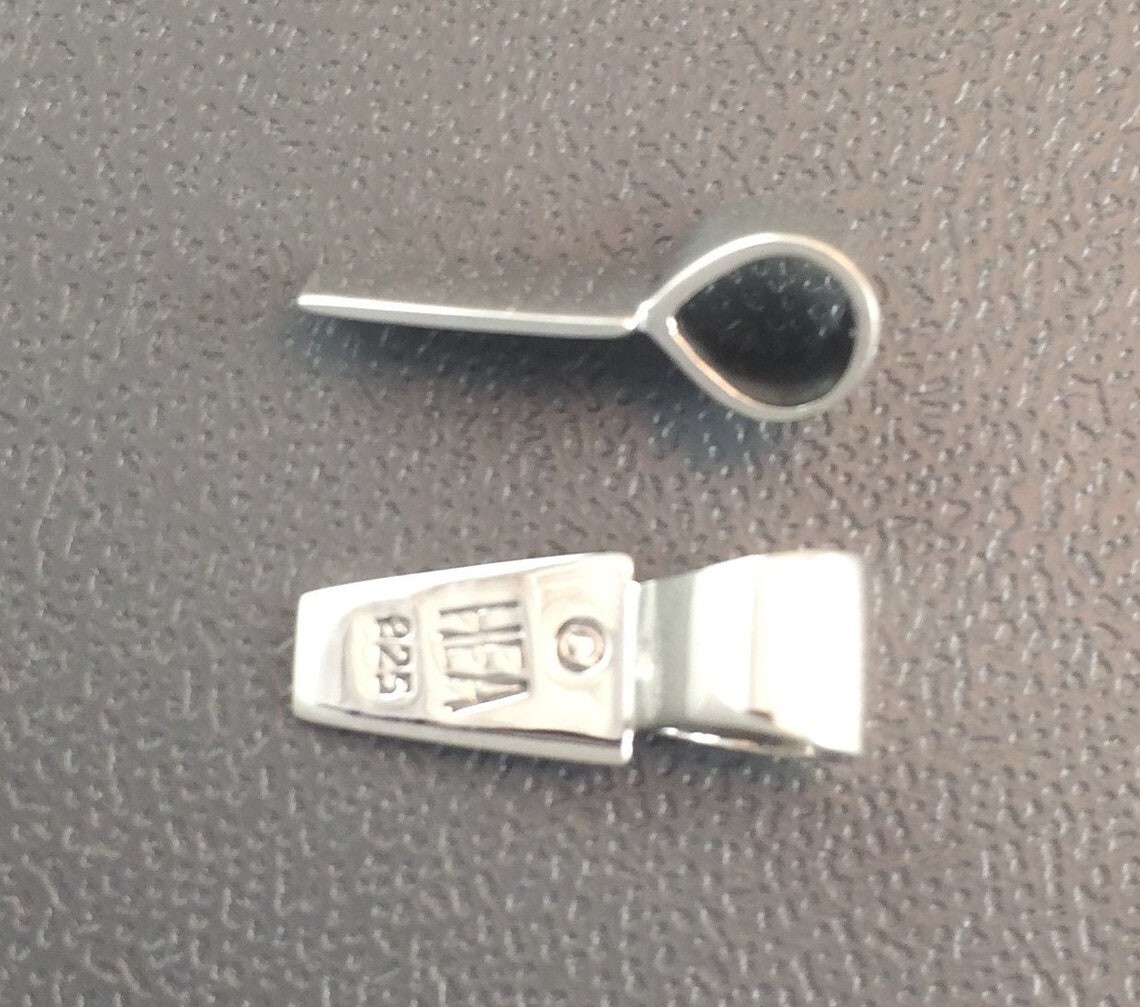Sterling Silver Glue On Pendant Bail 6mm x 15mm .925 Highly Polished