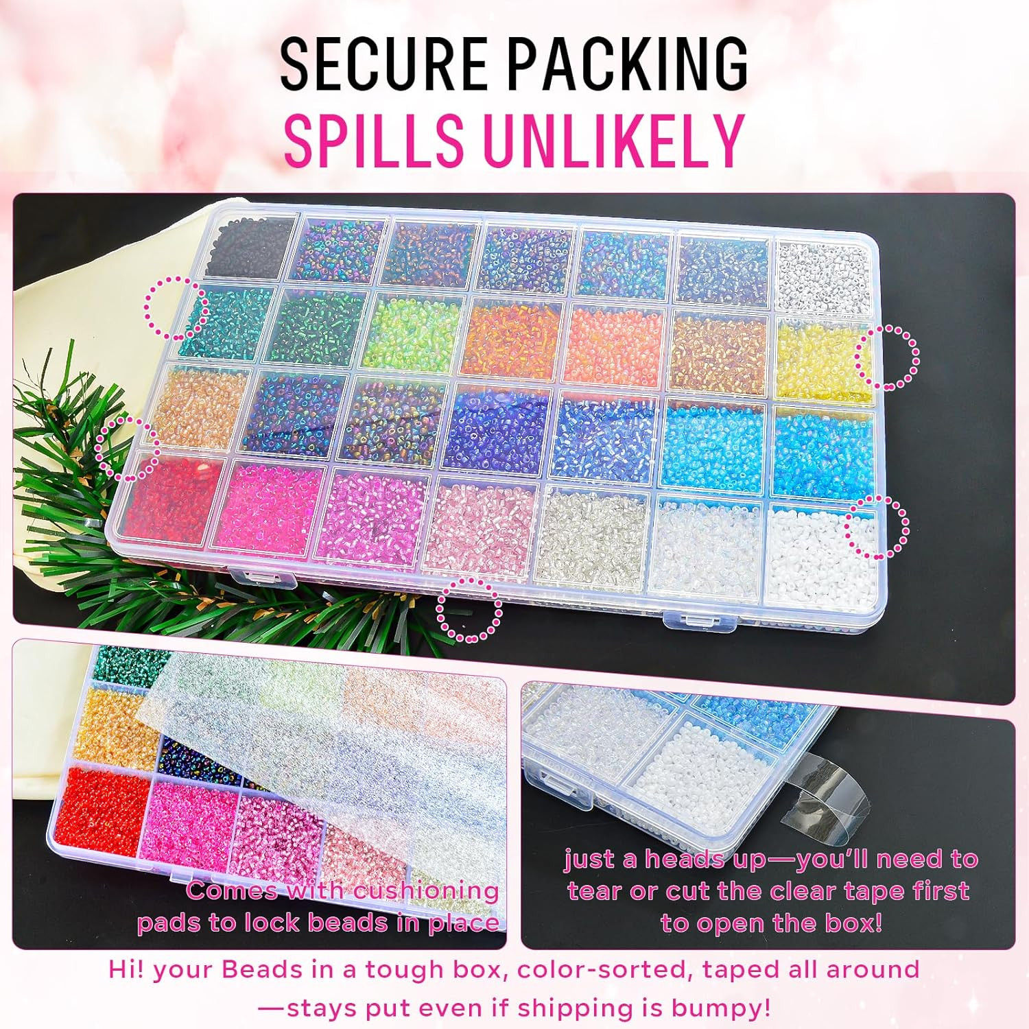 26000PCS 2Mm Glass Seed Beads Kit � 28 Assorted Colors Small Beads Set for Jewel