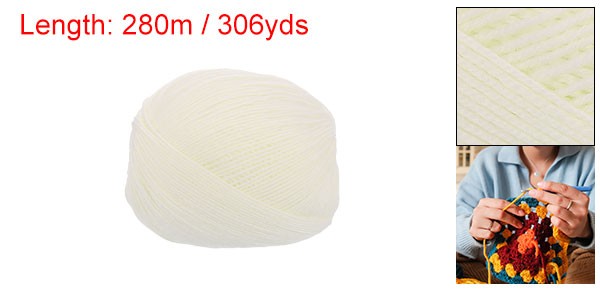 4-Ply 100% Wool Yarn 3.52 OZ, 306 Yds(White, 1 Ball)