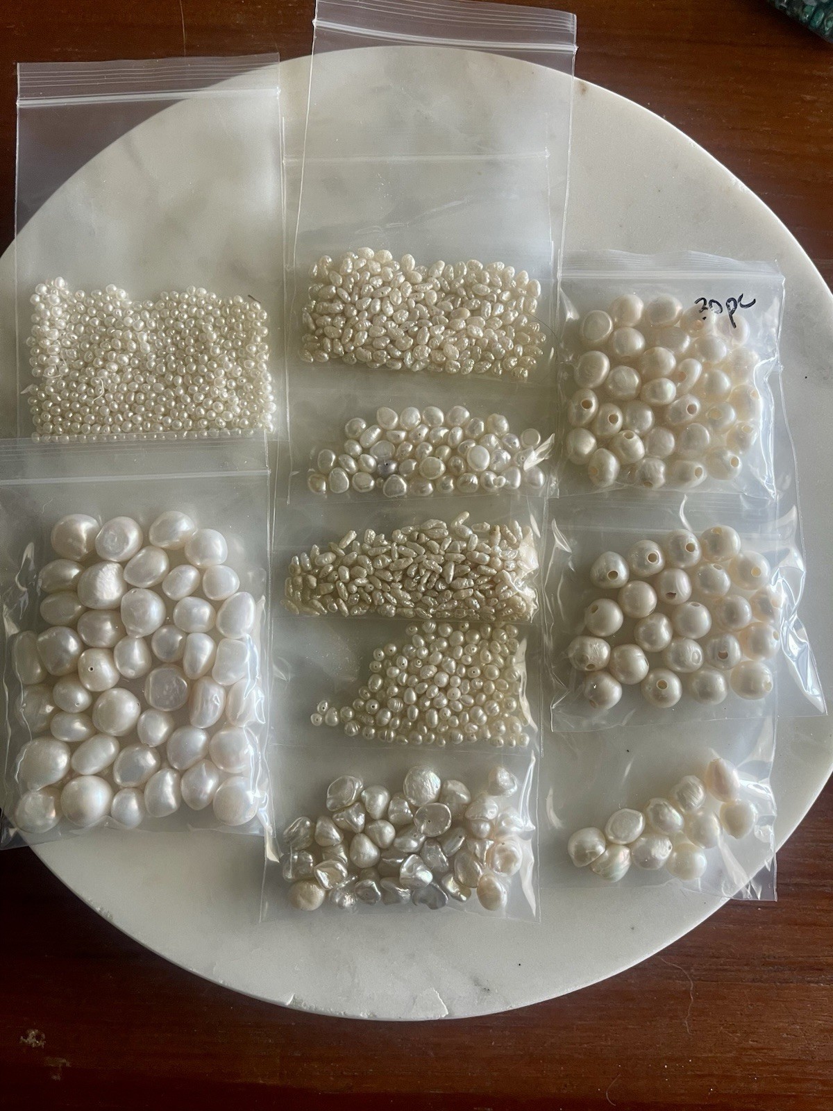 Large Freshwater Pearl Bead White Cream Rice Keshi Coin Baroque Jewelry Supplies