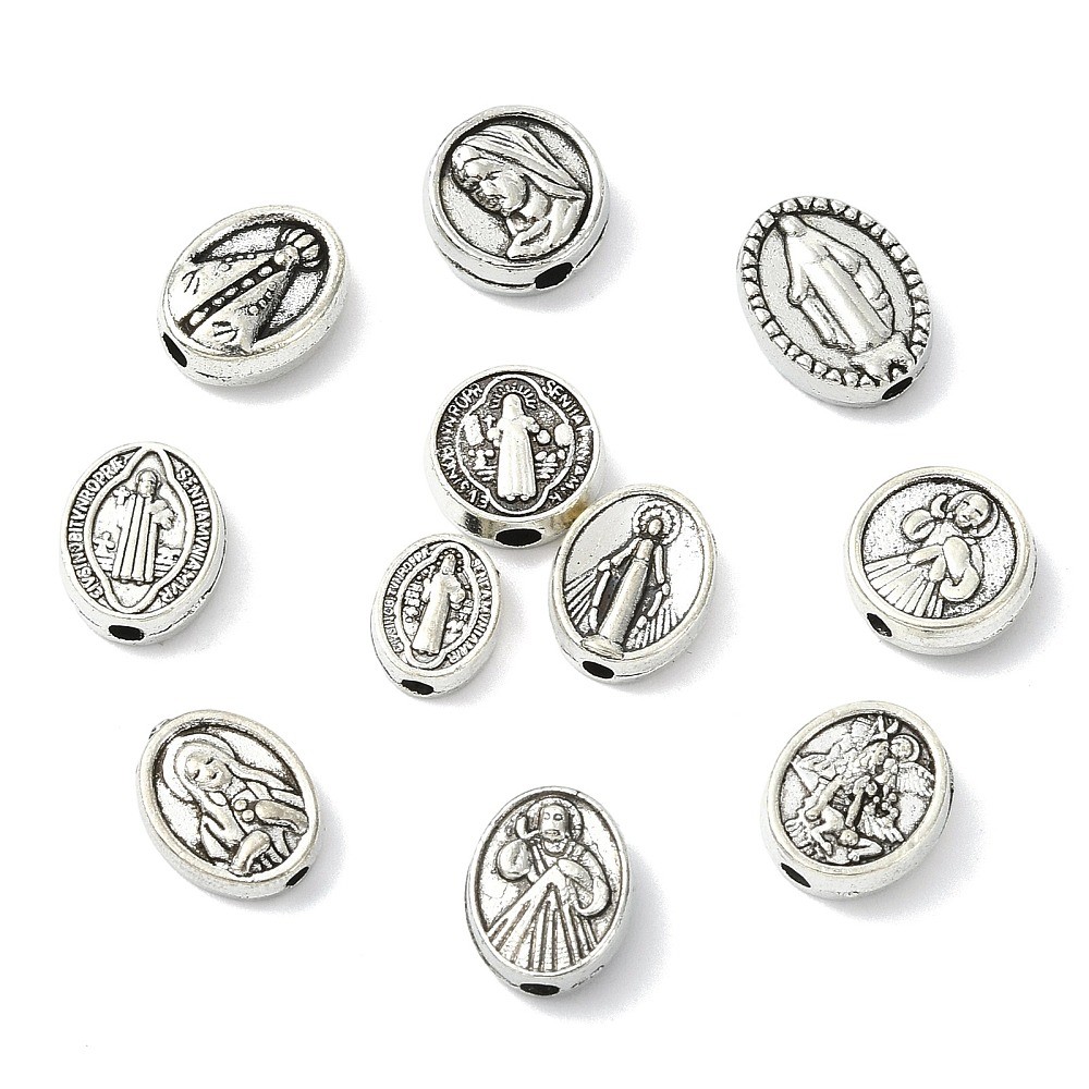 110pcs Metal Jesus Virgin Mary Holy Prayer Beads Tibetan Beads for DIY Craft