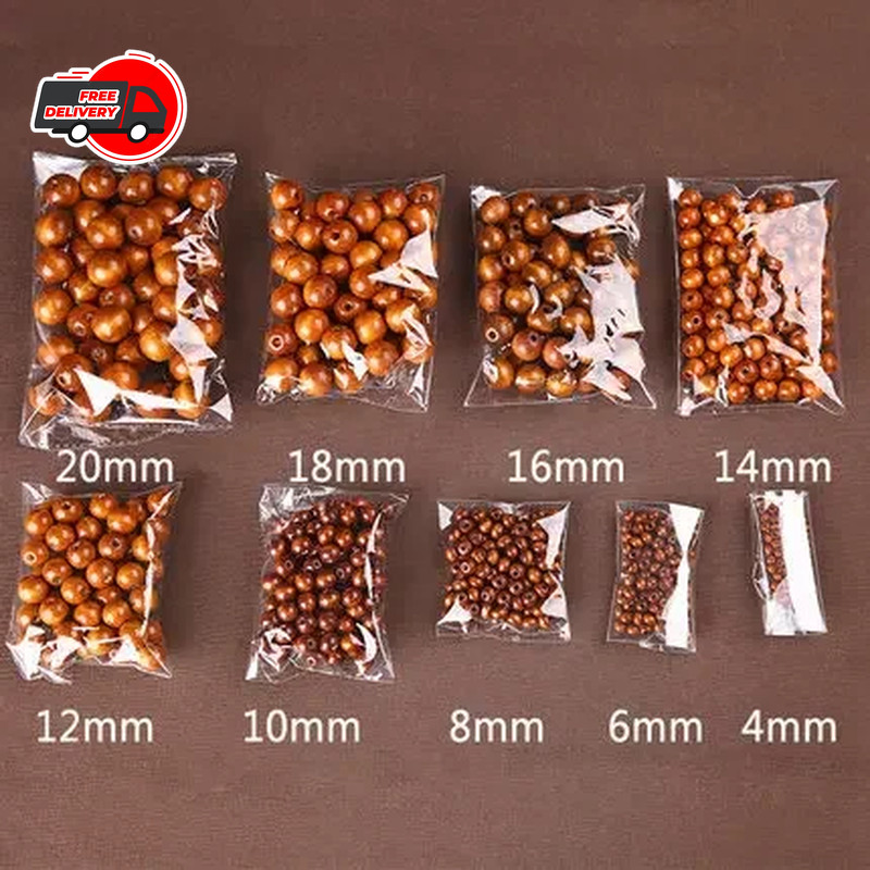 Natural Round Wooden Beads Wood Jewelry Spacer Natural Loose Making Diy Craft Fo