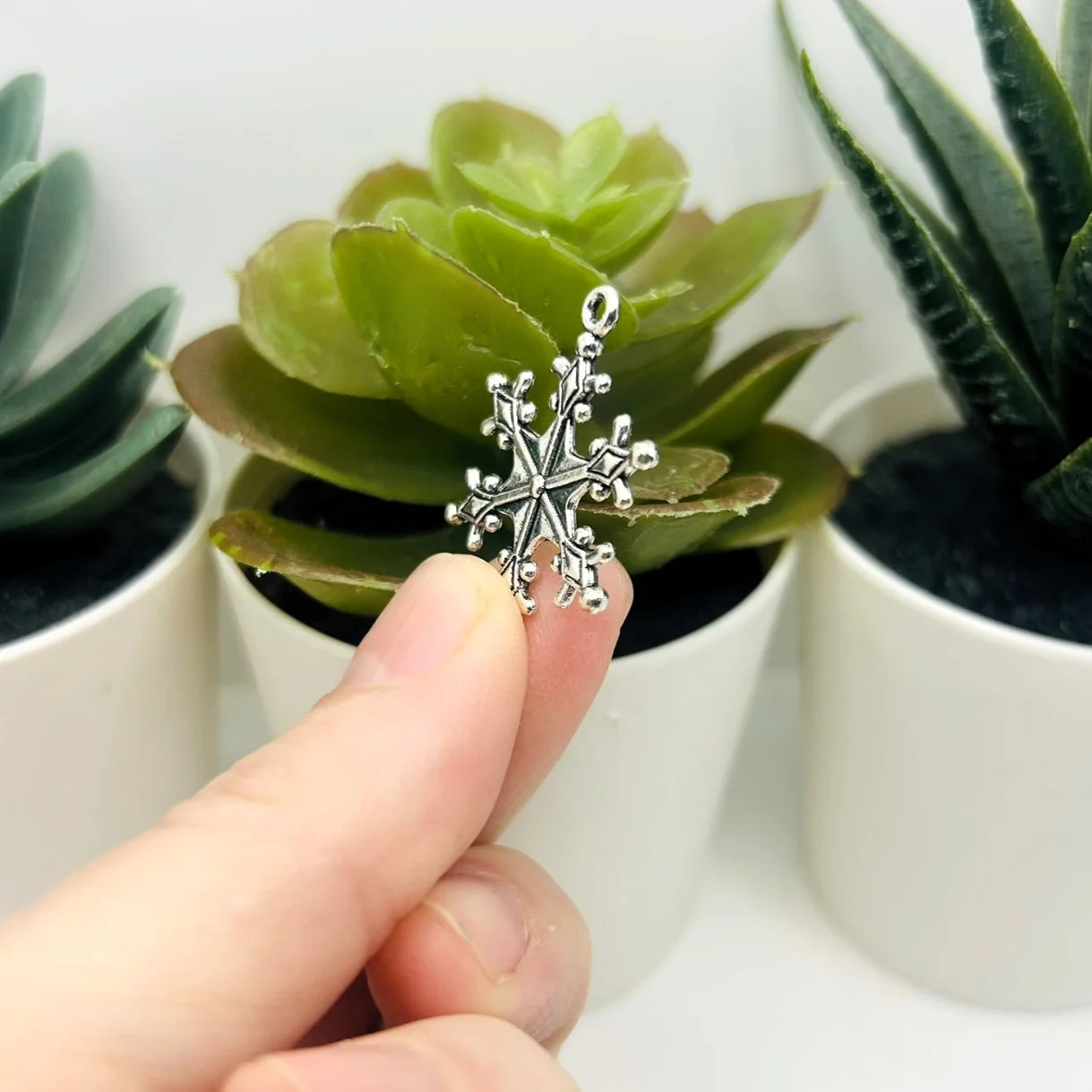 Silver Snowflake Charms, 29x22mm – US Seller