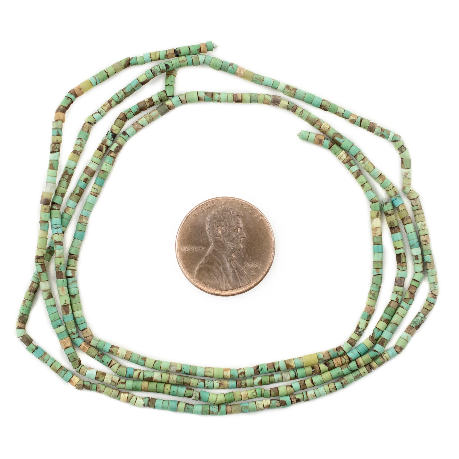 Emerald Green Turquoise Heishi Beads 2mm Afghanistan Gemstone 15 Inch Strand