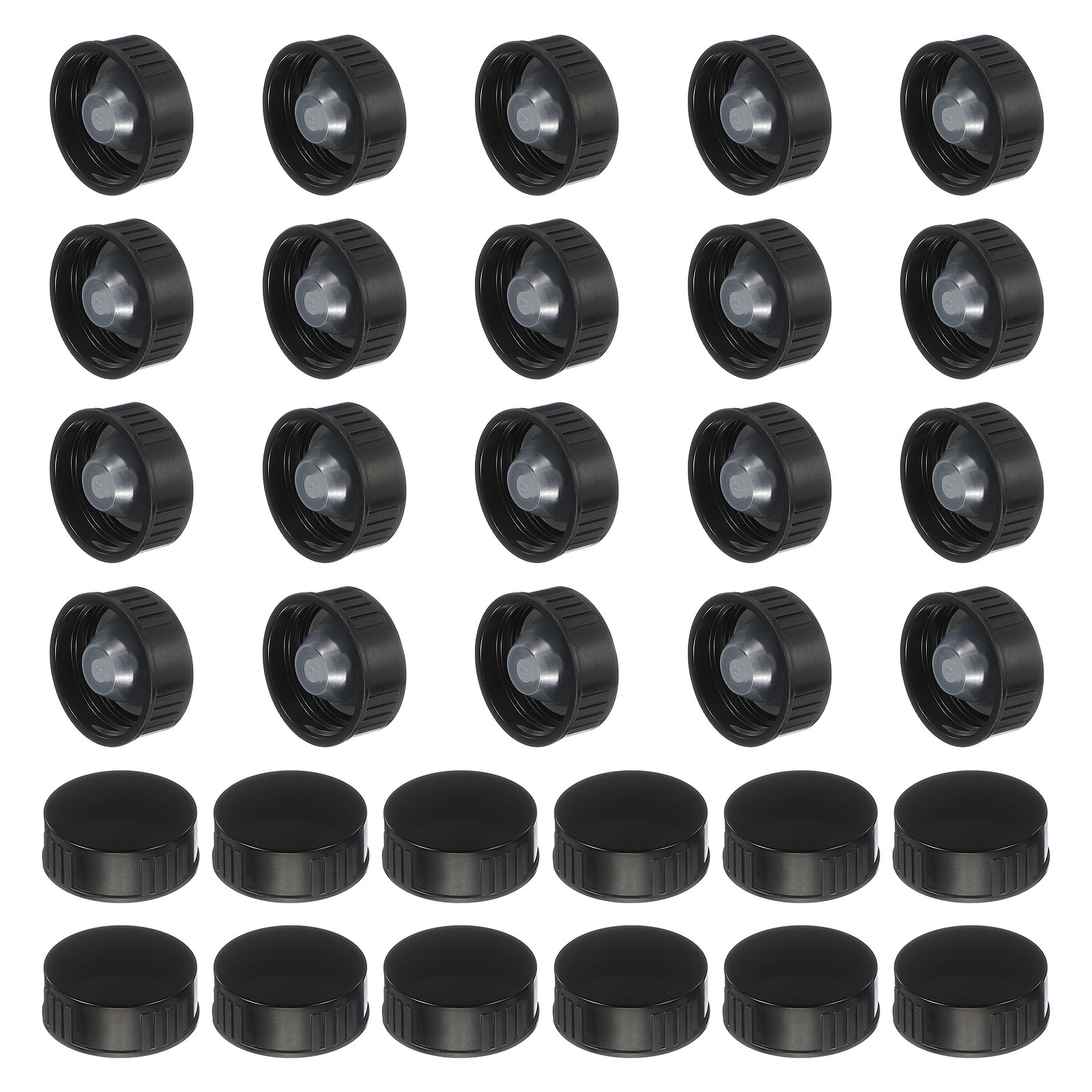 32Pcs Phenolic Resin Cover 28mm Poly Seal Screw Caps Black