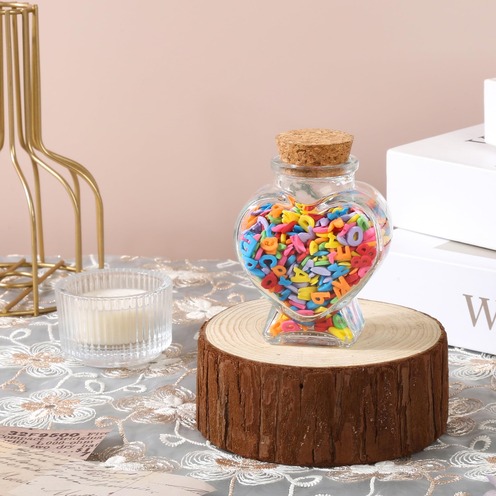 50ml 1Pcs Empty CLear Glass Heart-Shaped Bottles Decorative, Glass Bottle wit…