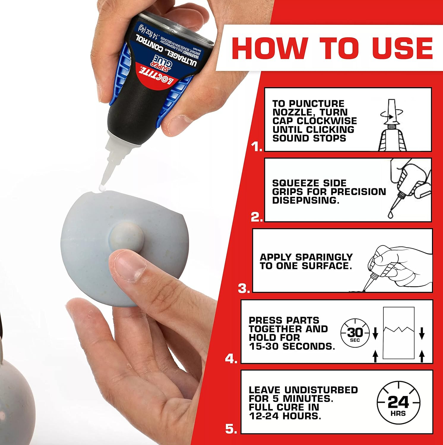 Loctite Super Glue Ultra Gel Control, Clear, 0.14 fl oz Bottle, 1 Pack –