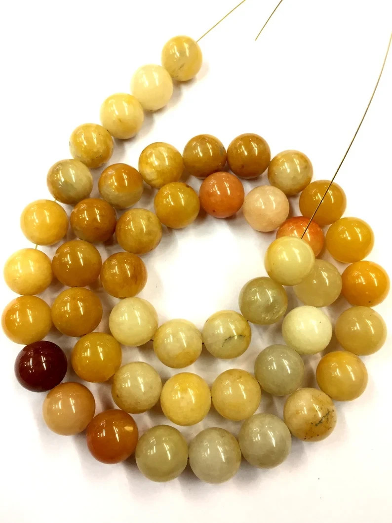 Rare Yellow Wonder Natural Sapphire Beads Smooth Round Sapphire Gemstone Beads.