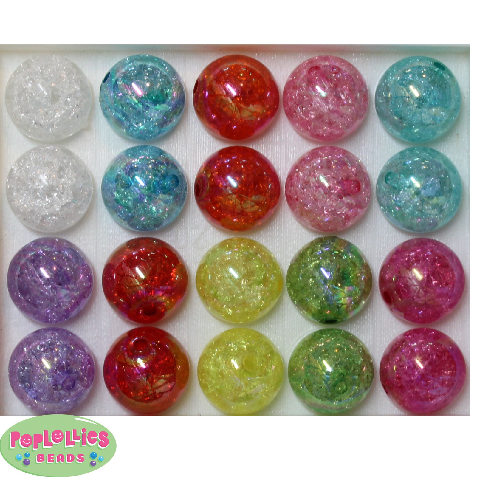 20mm Mixed Colors of Crackle Style Acrylic Chunky Bubblegum Beads 20pc lot