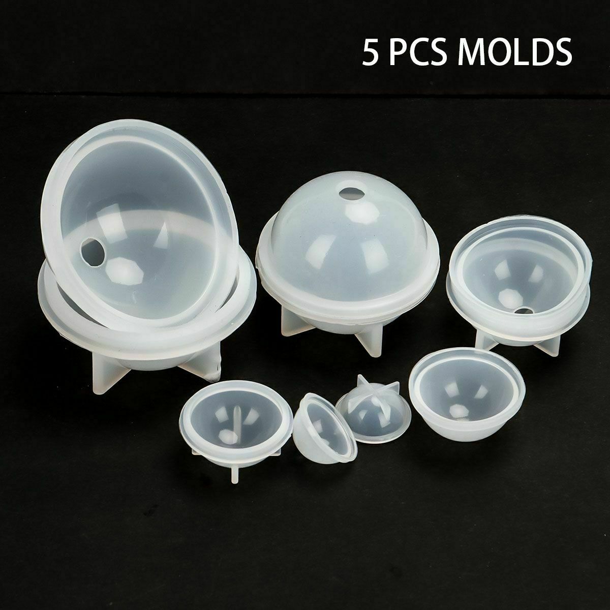 5Pcs/set Silicone Ball Mould Sphere Mold Epoxy Resin Casting DIY Making Craft US