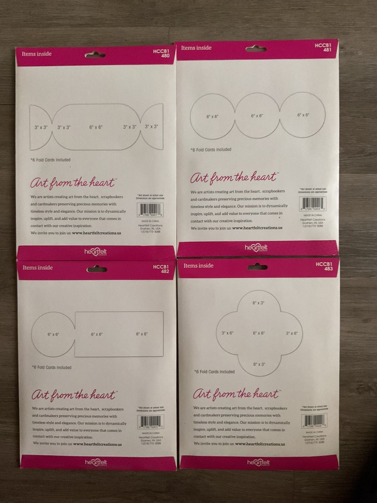 NEW Lot Of 4 Heartfelt Creations 6×6 Fold Card ~ Shutter,Round,Swing, More