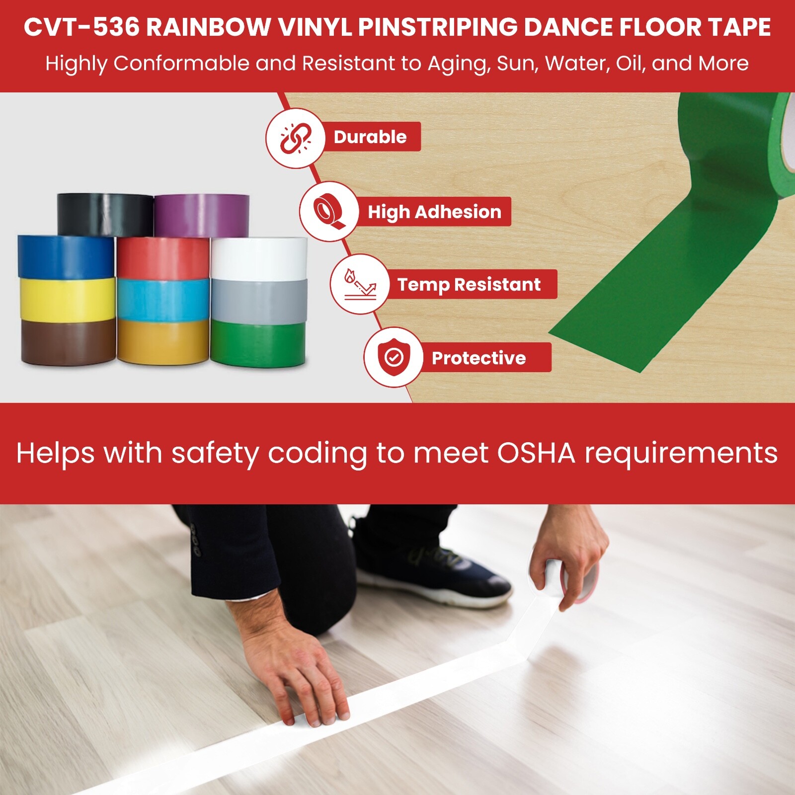 Vinyl Pinstriping Tape – 12 OSHA COLORS AVAILABLE: 1/4 INCH (6mm) x 108 Ft 5MIL