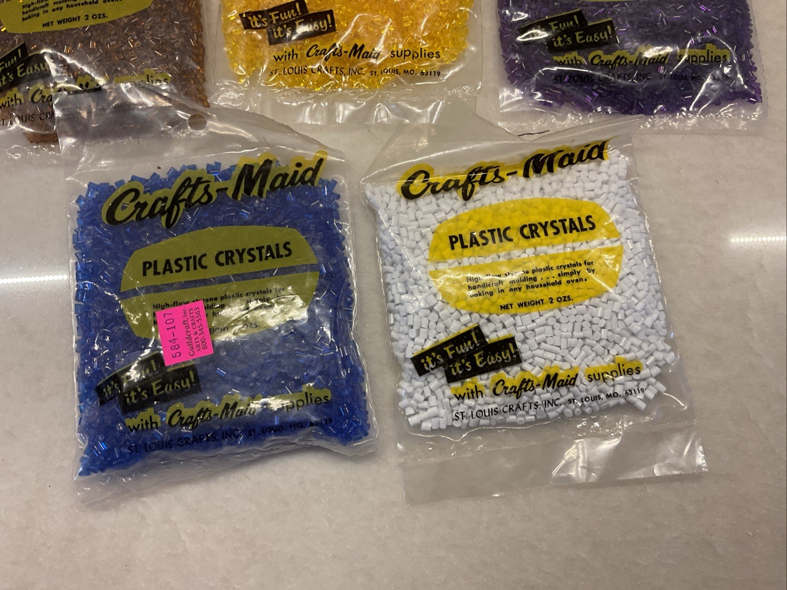 Vintage Crafts Maid Plastic Crystals New Old Stock 8 2 Ounce Packages