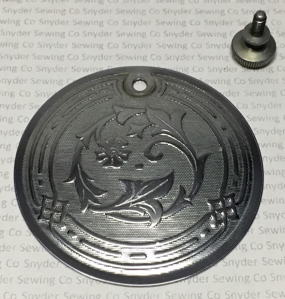 Singer Sewing Machine Round/Back/Oil Plate – Scrolled Floral – 15/66/128/201+