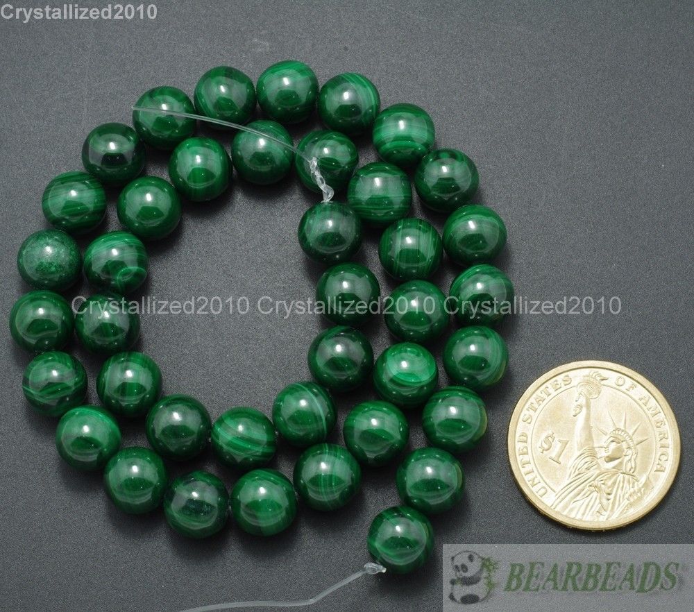 Grade AAA Natural Malachite Gemstone Round Beads 4mm 6mm 8mm 10mm 12mm 15.5″